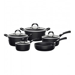 Jogo de Panelas 5 Peças Mônaco Preto Tramontina Alumínio Revestimento Antiaderente Interno e Externo em Starflon Premium